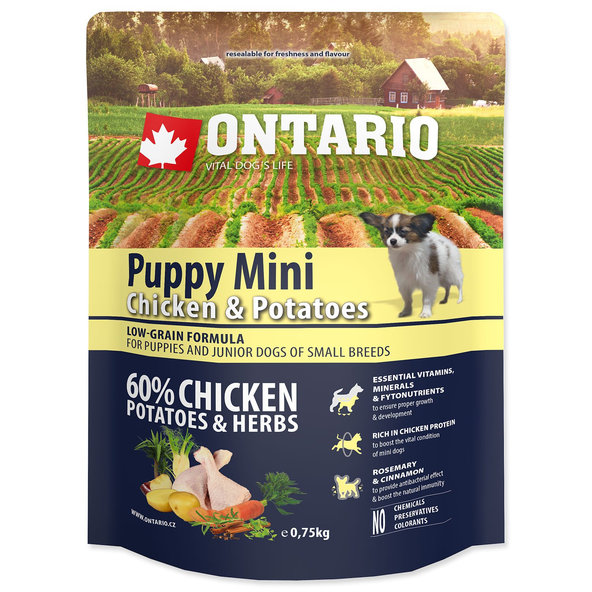 Krmivo Ontario Puppy Mini Chicken & Potatoes 0,75kg