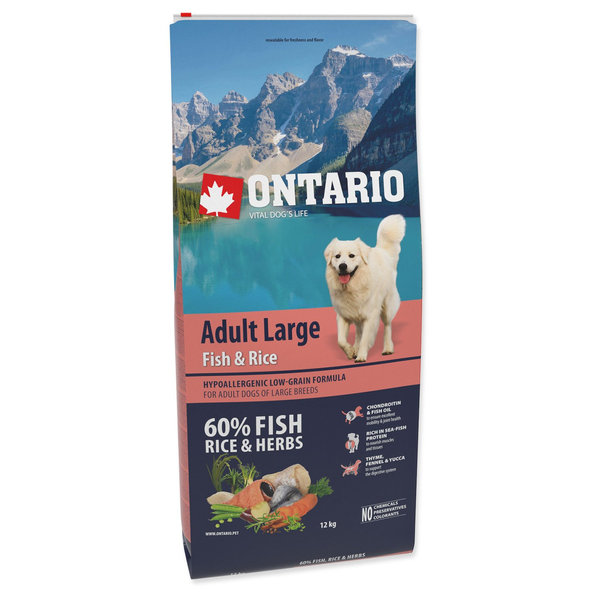 Krmivo pre psy Ontario Adult Large Fish & Rice 12kg