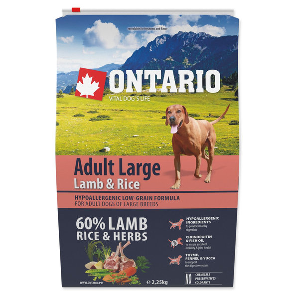 Krmivo Ontario Adult Large Lamb & Rice 2,25kg