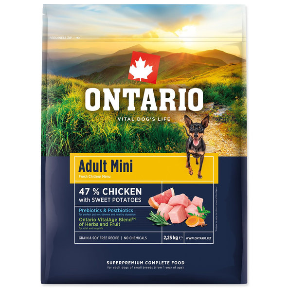 Krmivo Ontario Adult Mini Chicken & Sweet Potatoes 2,25kg