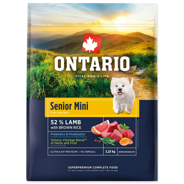Krmivo Ontario Senior Mini Lamb & Brown Rice 2,25kg