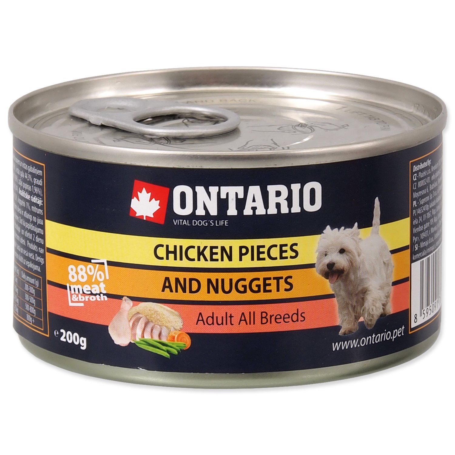 Ontario Konzerva pre psy kuracie kúsky a nugetky 200 g