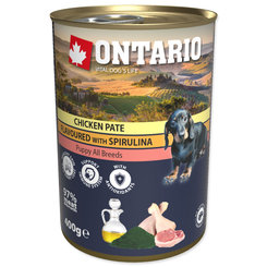 Konzerva pre psy Ontario Puppy kura so spirulinou, paté 400g