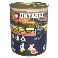 Konzerva pre psy Ontario Puppy kura so spirulinou, paté 800g