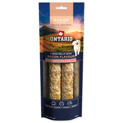 Pochúťka Ontario Protein príchuť slanina, žuvacia rolka veľká 2ks 25,4cm