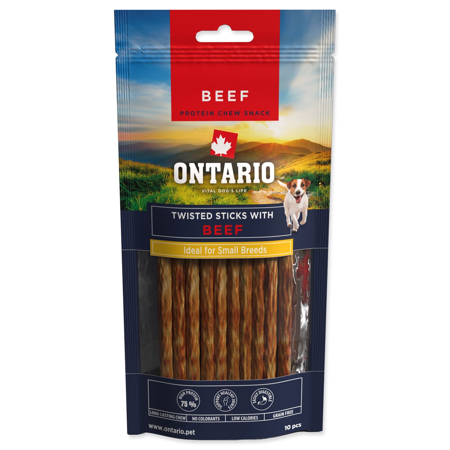 Ontario Protein Žuvacie tyčinky pre psy s hovädzím mäsom 12,7 cm 10 ks