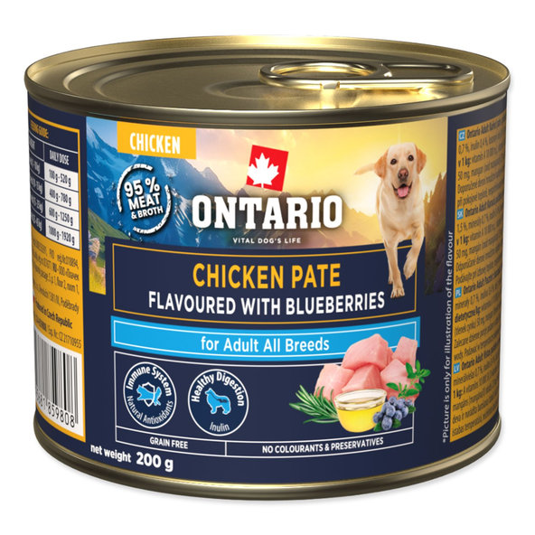 Konzerva Ontario Adult kuracie paté s príchuťou čučoriedok 200 g