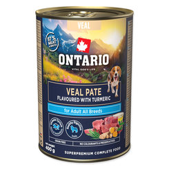 Ontario Adult Konzerva pre psy teľacie paté s kurkumou 6 x 400 g