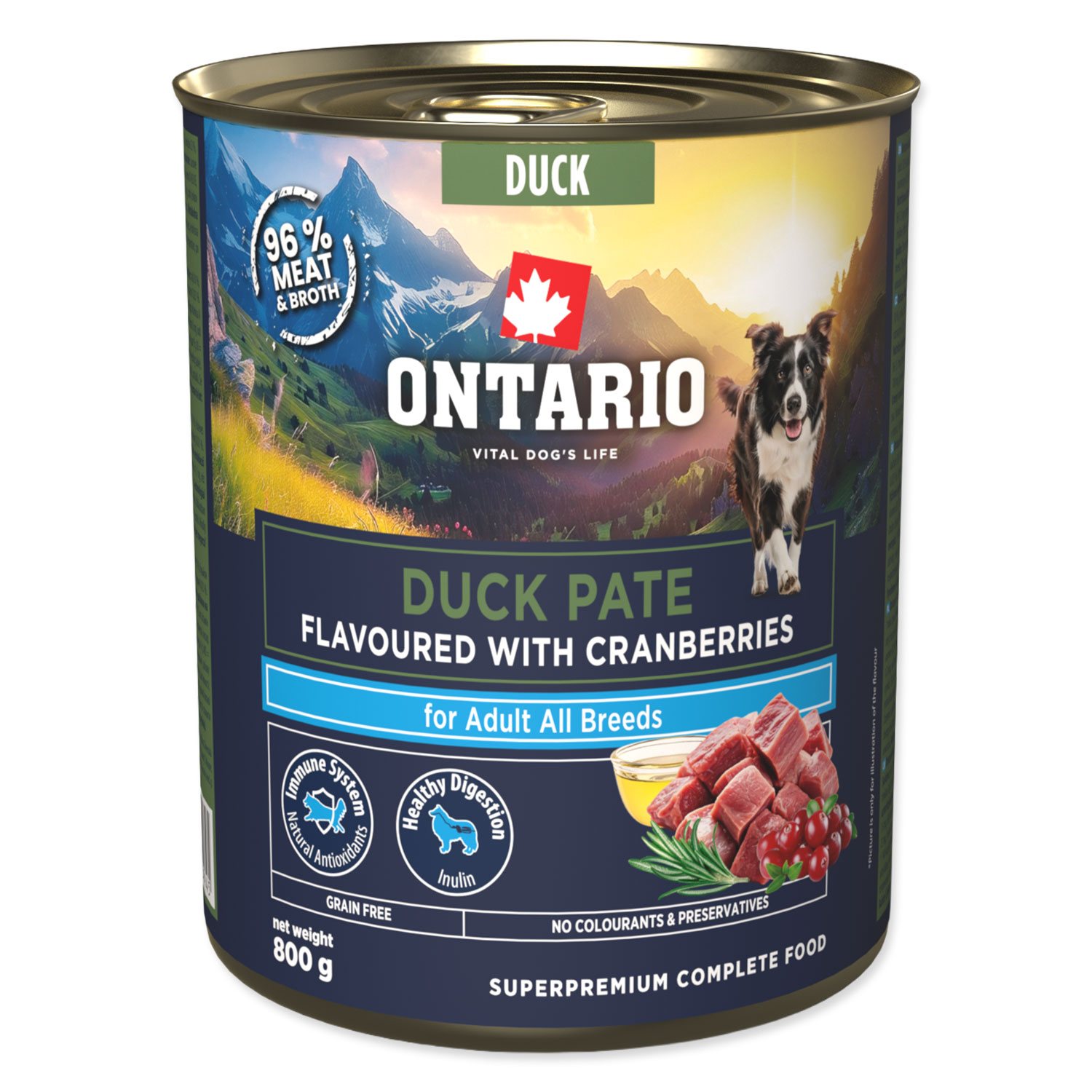 Konzerva Ontario Adult kačacie paté s príchuťou brusiniek 800 g