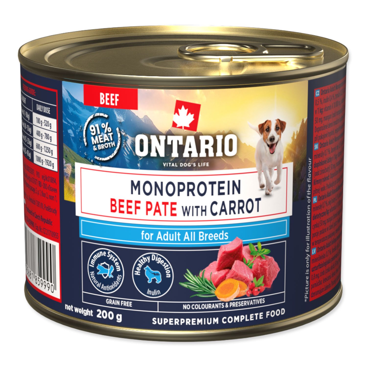 Konzerva Ontario Adult monoprotein hovädzie paté s mrkvou 200g