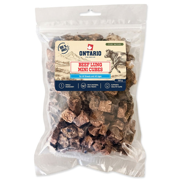 Ontario Pure Nature sušené mini kocky z hovädzích pľúc pre psy 150 g