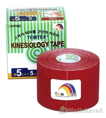 E-shop TEMTEX KINESOLOGY TAPE tejpovacia páska, 5cmx5m, červená 1ks