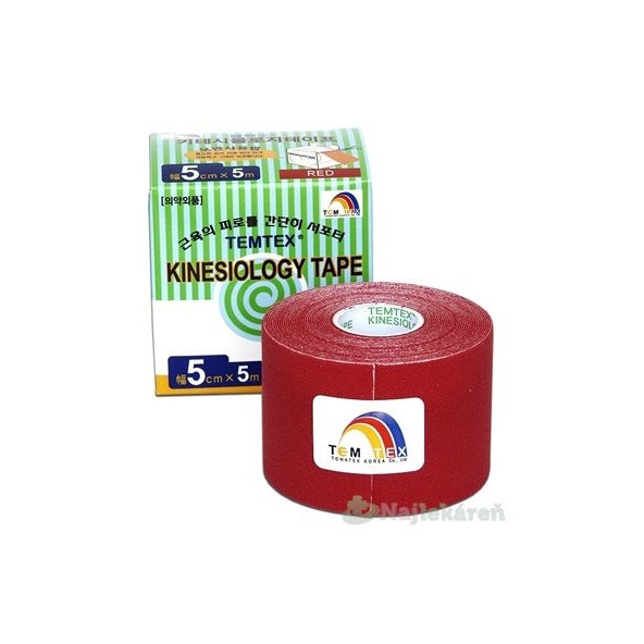 TEMTEX KINESOLOGY TAPE tejpovacia páska, 5cmx5m, červená 1ks