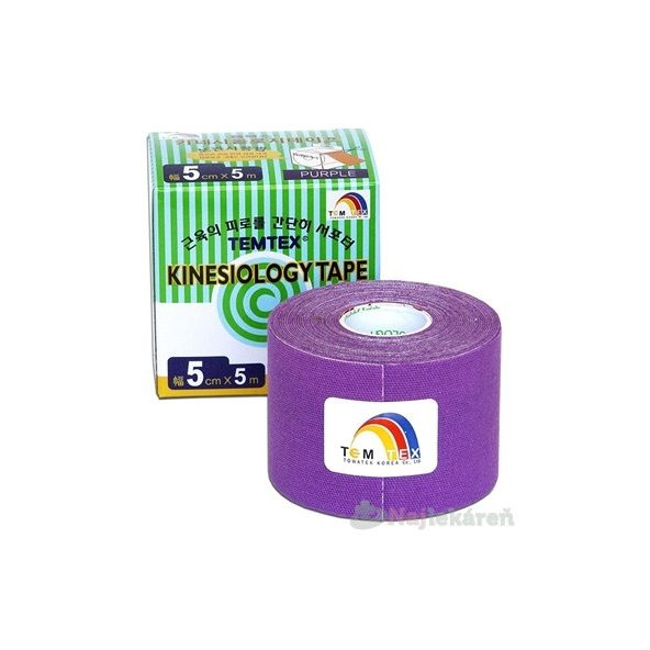 TEMTEX KINESOLOGY TAPE tejpovacia páska, 5cmx5m, fialová 1ks