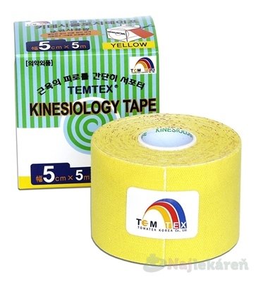 E-shop TEMTEX KINESOLOGY TAPE tejpovacia páska, 5cmx5m, žltá 1ks