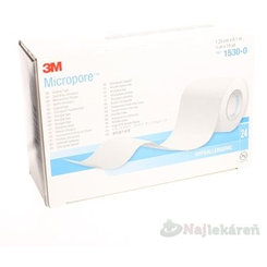 3M MICROPORE náplasť biela, cievka 1,25cmx9,1m, zo špeciálneho papiera 24ks
