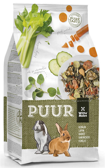 E-shop PUUR rabbit - gurmánske müsli pre králiky 2kg + tyčinky bell pepper & broccoli 110g grátis