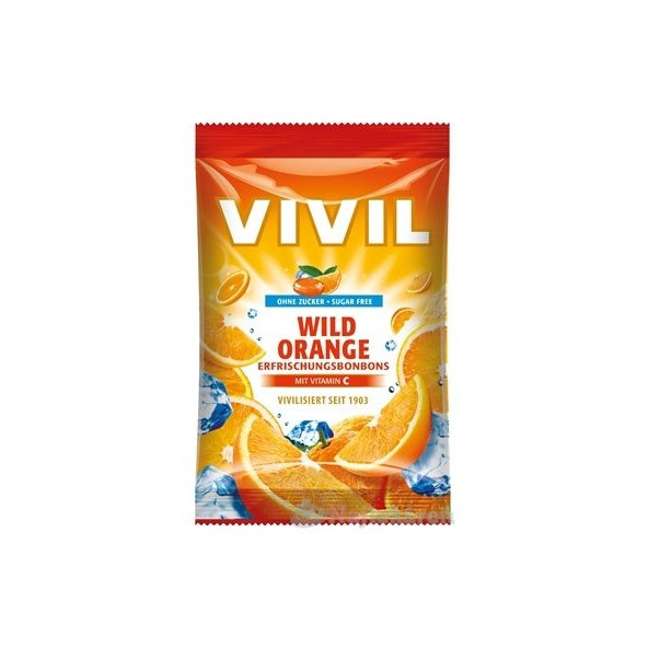 VIVIL BONBONS WILD ORANGE drops s príchuťou pomaranča s vitamínom C, bez cukru 60 g