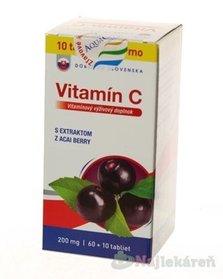 E-shop Dobré z SK Vitamín C 200 mg príchuť ACAI, 70 ks