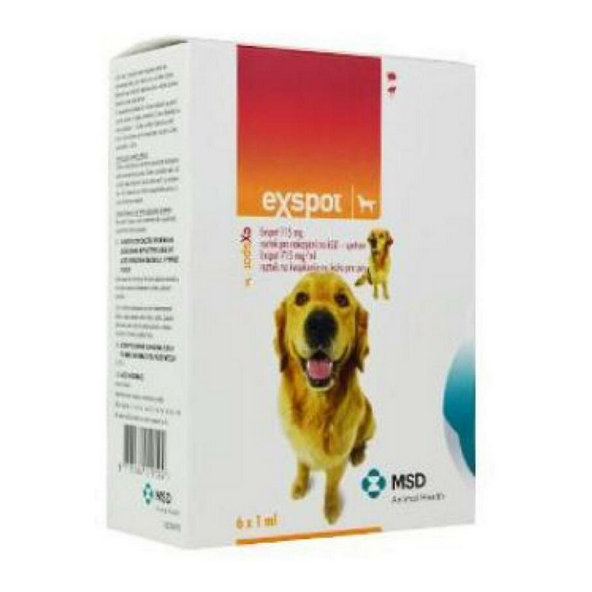 EXspot Spot-On pipeta proti kliešťom a blchám pre psy 6x1ml