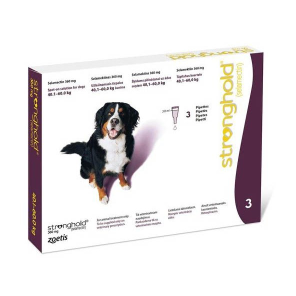 Stronghold 360mg spot-on pipeta proti parazitom pre psy od 40,1 do 60kg, 3 x 3ml