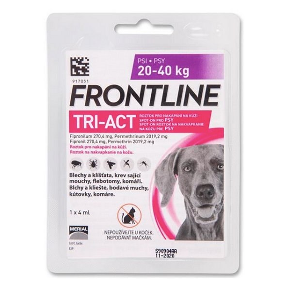 Frontline Tri-Act spot-on pipeta proti kliešťom a blchám pre psy L 20-40kg, 4ml