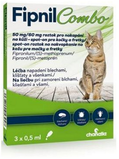 E-shop Fipnil Combo CAT spot-on pipeta proti kliešťom a blchám pre mačky 3x0,5ml