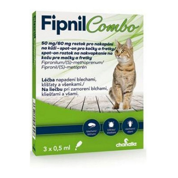 Fipnil Combo CAT spot-on pipeta proti kliešťom a blchám pre mačky 3x0,5ml