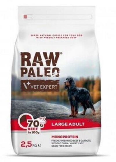 E-shop VetExpert Raw Paleo adult large beef - granule pre psy 2,5kg