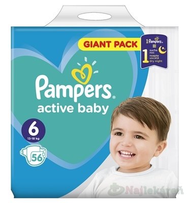 E-shop PAMPERS active baby Giant Pack 6 ExtraLarge detské plienky (13-18 kg) 56 ks