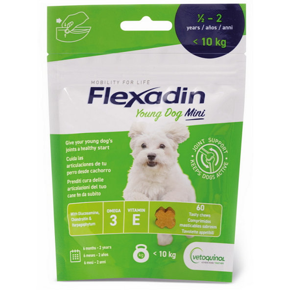 Flexadin Young Dog Mini žuvacie tablety na kĺby pre psy 60tbl