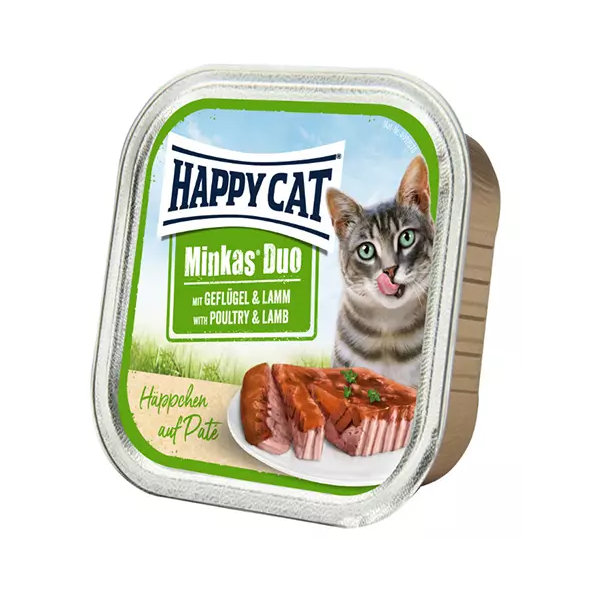 Happy Cat - Minkas Duo - Hydina & Jahňa vanička pre mačky 100g