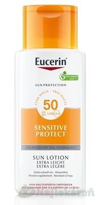 E-shop Eucerin SUN SENSITIVE PROTECT SPF 50+ extra ľahké, telové mlieko na oplalovanie 150 ml