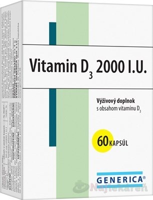 E-shop GENERICA Vitamin D3 2000 I.U., 60 ks