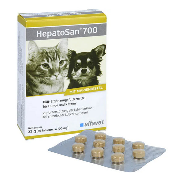 HepatoSan 700mg na podporu funkcie pečene pre malé psy a mačky 30tbl