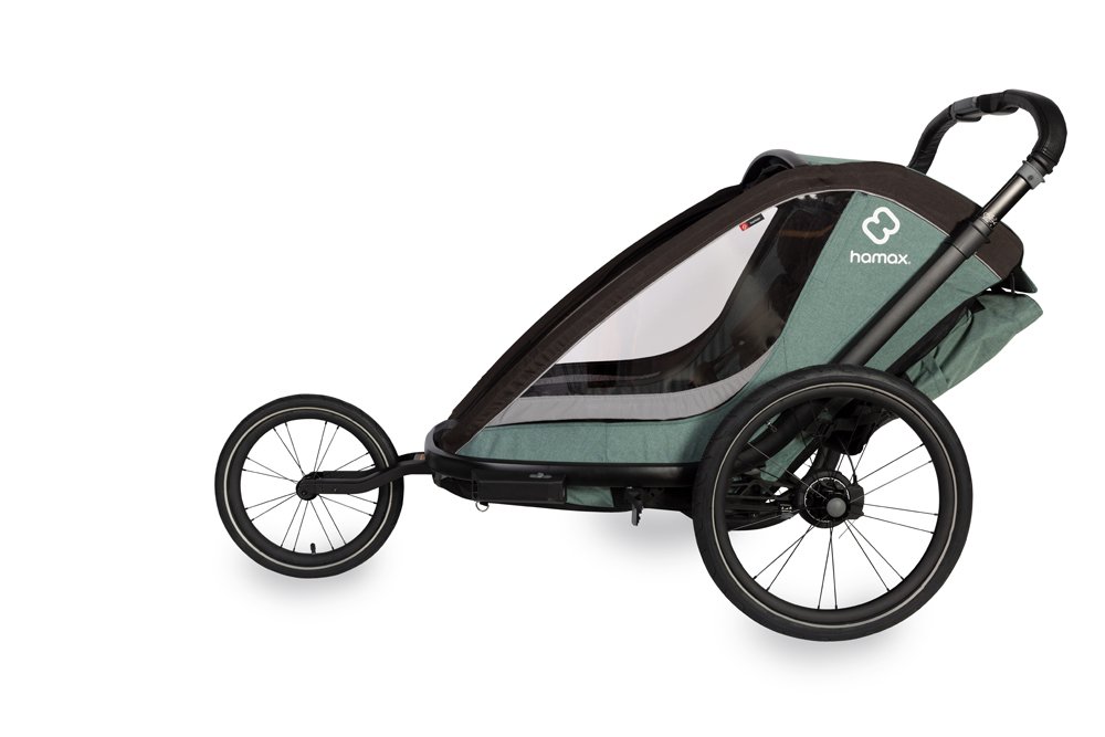 E-shop HAMAX Vozík za bicykel vr. ramená + kočíkovú set Cocoon One Green/black