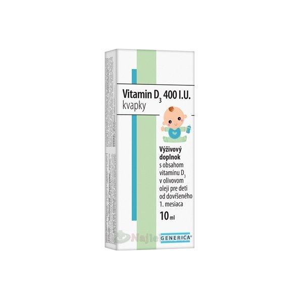 GENERICA Vitamin D3 400 I.U. kvapky, 10 ml