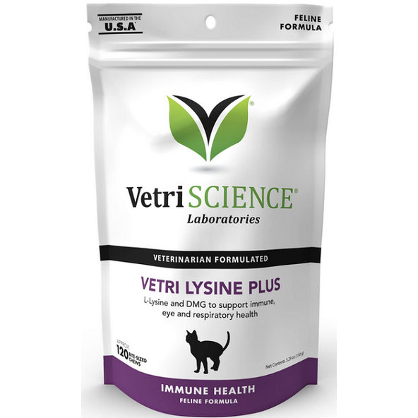 VetriScience Vetri-Lysine Plus žuvacie tablety na podporu imunity pre mačky 120tbl