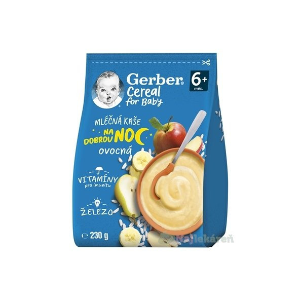 Gerber Cereal Mliečna KAŠA Dobrú noc Ovocná (od ukonč. 6. mesiaca) 230 g
