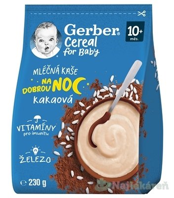 E-shop Gerber Cereal Mliečna KAŠA Dobrú noc Kakaová (od ukonč. 10. mesiaca) 230 g