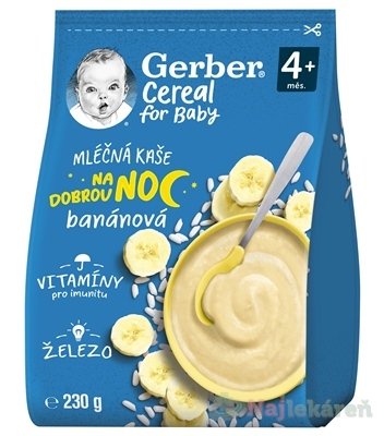 E-shop Gerber Cereal Mliečna KAŠA Dobrú noc Banánová (od ukonč. 4. mesiaca) 230 g