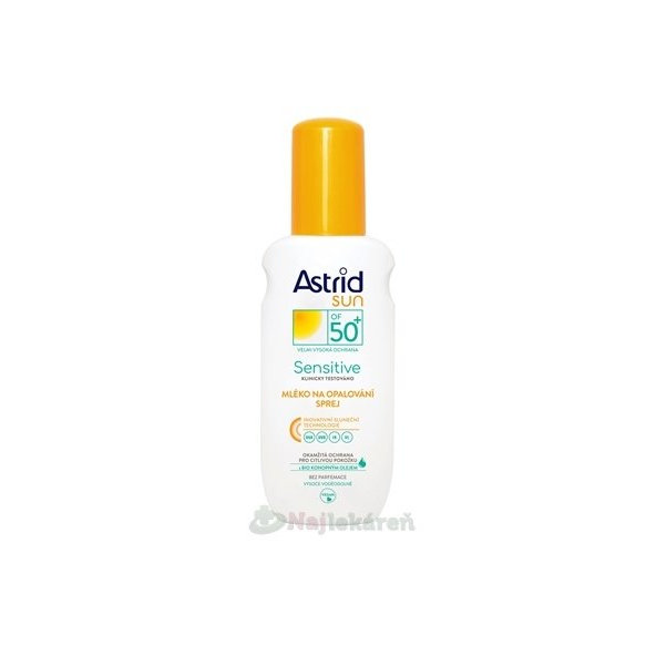 ASTRID SUN SENSITIVE Mlieko na opaľovanie OF 50+ v spreji 150 ml