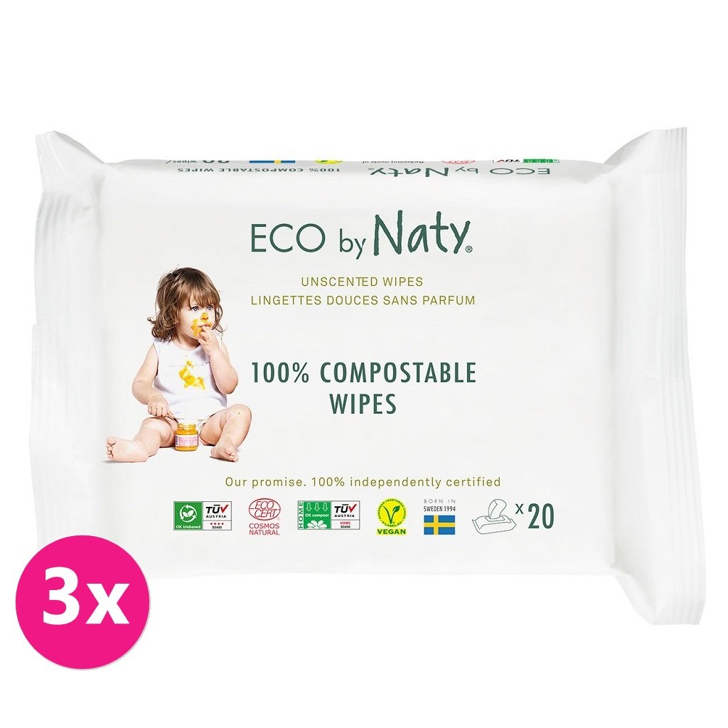 E-shop 3x ECO BY NATY Sensitive Eco Vlhčené obrúsky cestovné neparfumované 20 ks