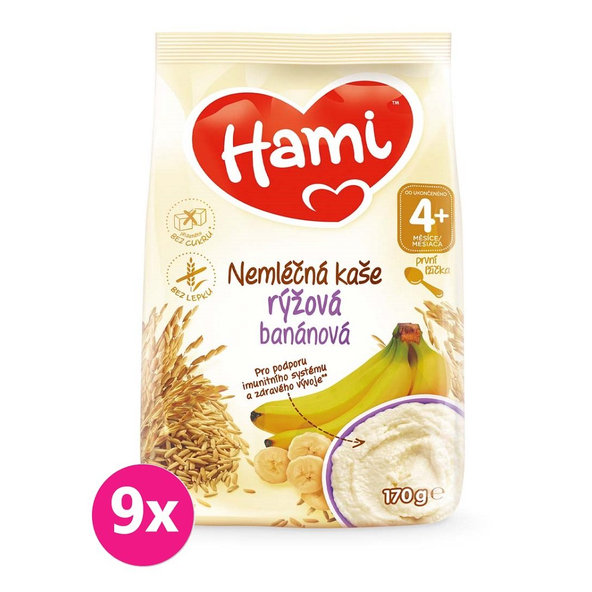 9x HAMI Nemliečna kaša ryžová banánová 170 g