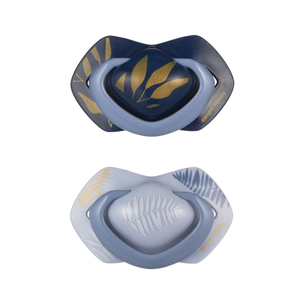 CANPOL BABIES Cumlík silikónový symetrický Light touch GOLD 18m+ 2ks modrý