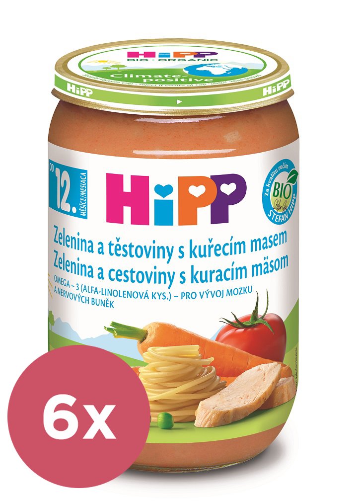 E-shop 6x HiPP BIO Zelenina a cestoviny s kuracím mäsom od 12. mesiaca, 220 g220 g, od 1 roka
