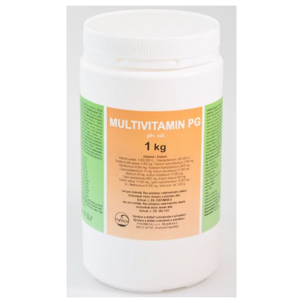 Multivitamín PG práškový pre všetky druhy zvierat 1000g