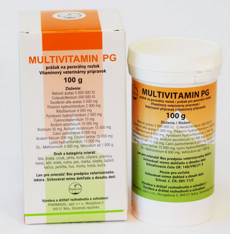 E-shop Multivitamín PG práškový pre všetky druhy zvierat 100g