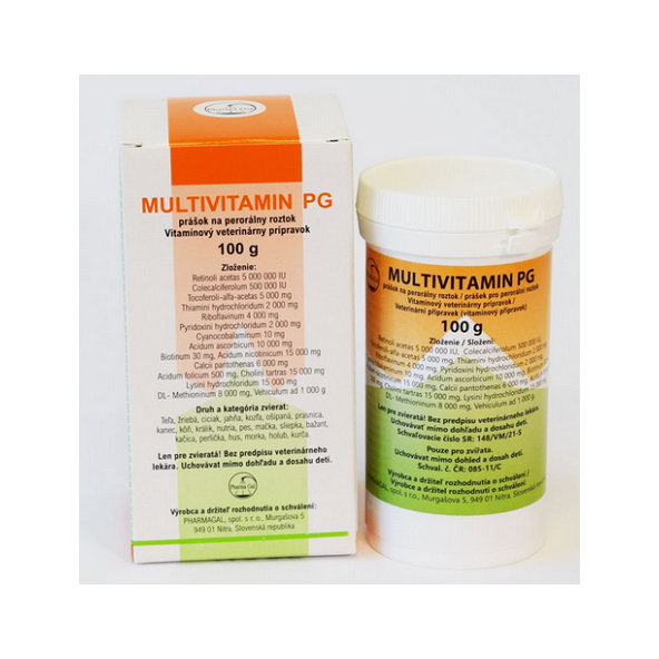 Multivitamín PG práškový pre všetky druhy zvierat 100g