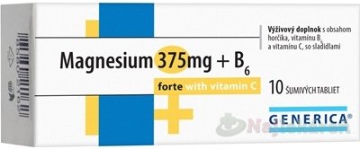 E-shop GENERICA Magnesium 375 mg + B6 forte s vitamínom C, 10 ks